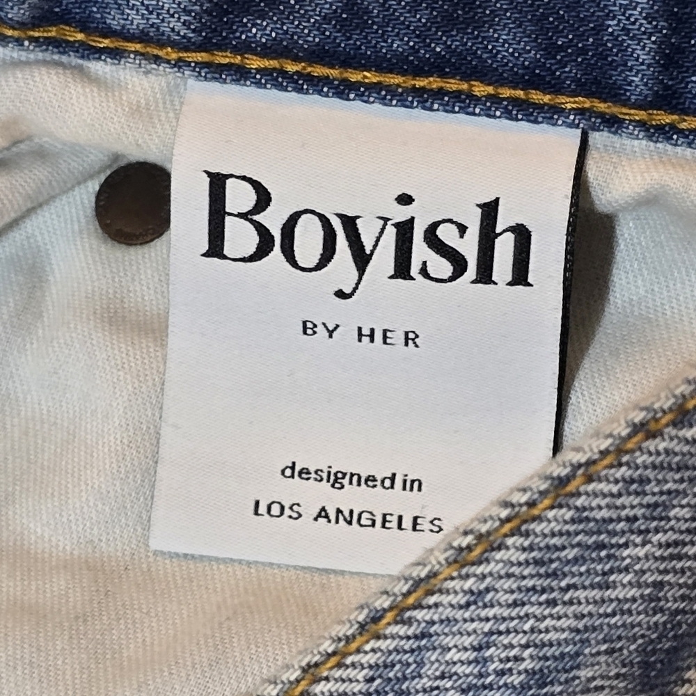 BOYISH By Her Billy Straight Denim Distressed Taxi Driver Button Fly, sz 32 - Picture 9 of 11